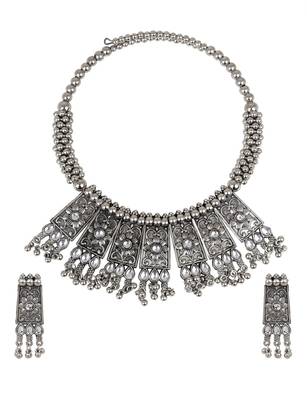 Oxidized Silver Color Choker Necklace Set 5