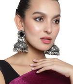 Oxidized Silver Color Dul Color Golden Touch Jhumka Earrings