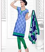 sky blue printed cotton unstitched regular churidar dress material