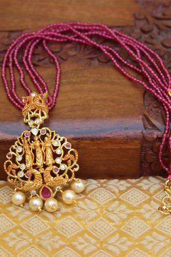 Awesome temple ramparivar pendant with spinner beads