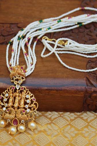 Awesome temple ramparivar pendant with spinner beads