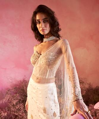 Chand saree in off white 3