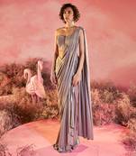 Metallic crystal drape saree