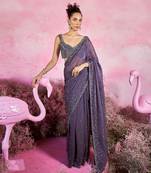 Galaxy saree set in deep purple