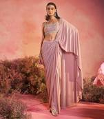 Pink gulaab drape saree set
