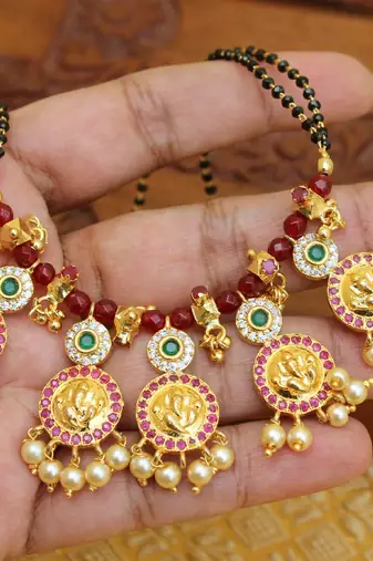 Designer handmade ganesha bead necklace