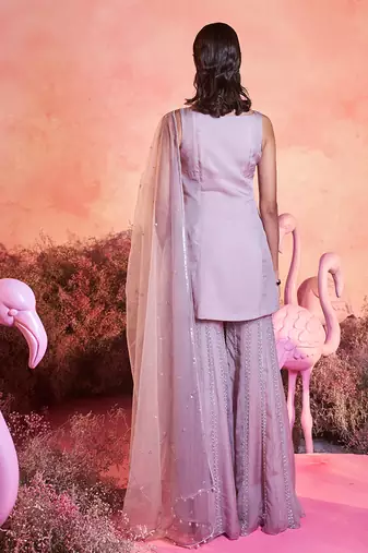 Soft lilac sharara set