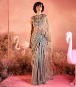 Zoya gold drape saree set