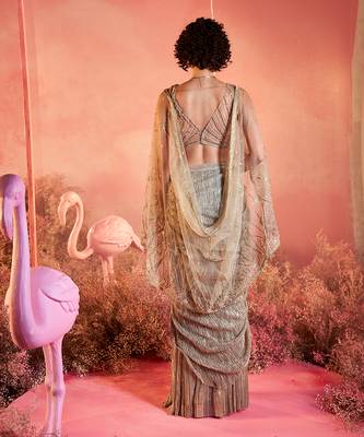 Zoya gold drape saree set 3