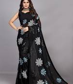Black sequence georgette saree with un-stiched blouse
