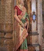 Green Woven Party Wear Art Silk Sarees