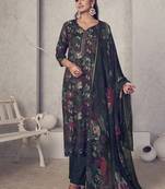 black pure pashmina digital printed dress material