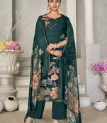 Stylee lifestyle green pashmina digital printed dress material