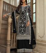 Black Premium Net Embroidered Traditional Palazzo Suit