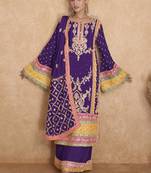 Purple Chinnon Embroidered Traditional Pakistani Salwar Kameez