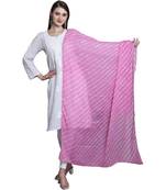 Pink Cotton Leheriya Print Dupatta