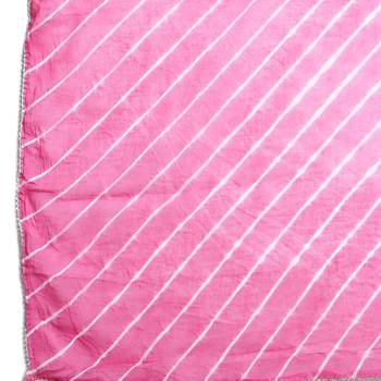 Pink Cotton Leheriya Print Dupatta 5