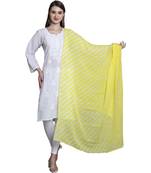 Yellow Cotton Leheriya Print Dupatta