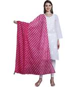 Pink Cotton Leheriya Print Dupatta