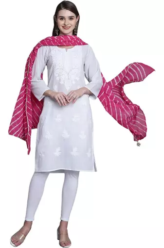 Pink Cotton Leheriya Print Dupatta