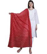 Red Cotton Leheriya Print Dupatta