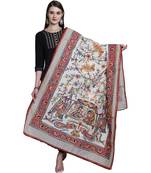 White Silk Embroidered Dupatta