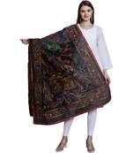 Black Silk Embroidered Dupatta