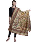 Beige Silk Embroidered Dupatta