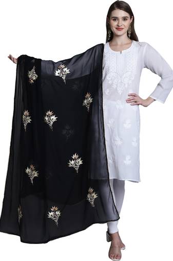 Black Georgette Gota Patti Work Dupatta