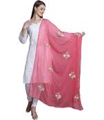 Peach Georgette Gota Patti Work Dupatta