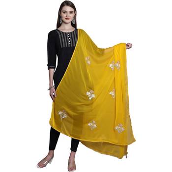 Yellow Georgette Gota Patti Work Dupatta 1