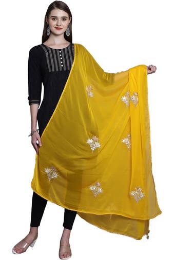 Yellow Georgette Gota Patti Work Dupatta