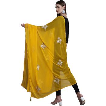 Yellow Georgette Gota Patti Work Dupatta 2