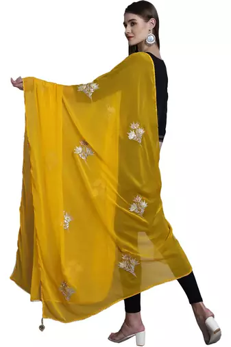 Yellow Georgette Gota Patti Work Dupatta