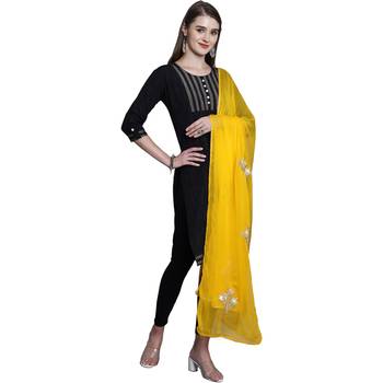 Yellow Georgette Gota Patti Work Dupatta 3