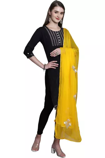 Yellow Georgette Gota Patti Work Dupatta