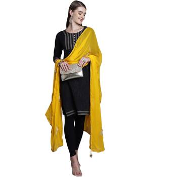 Yellow Georgette Gota Patti Work Dupatta 4