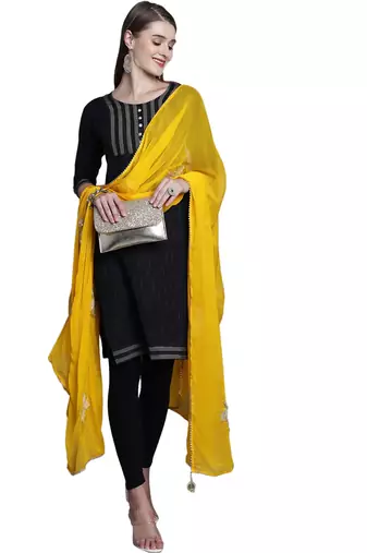 Yellow Georgette Gota Patti Work Dupatta