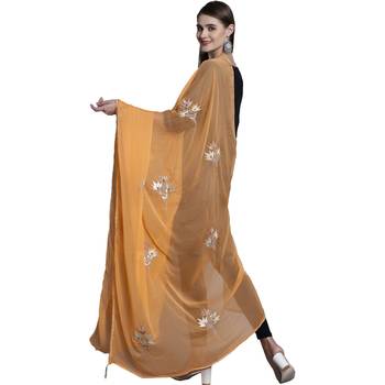Peach Georgette Gota Patti Work Dupatta 2