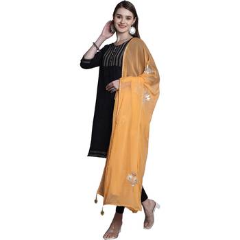 Peach Georgette Gota Patti Work Dupatta 3