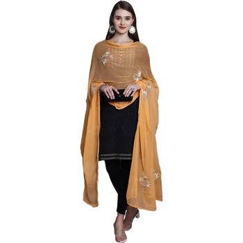 Peach Georgette Gota Patti Work Dupatta 4