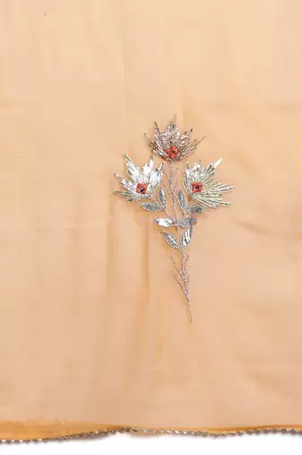 Peach Georgette Gota Patti Work Dupatta