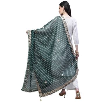 Green Cotton Gota Patti Work Dupatta 2