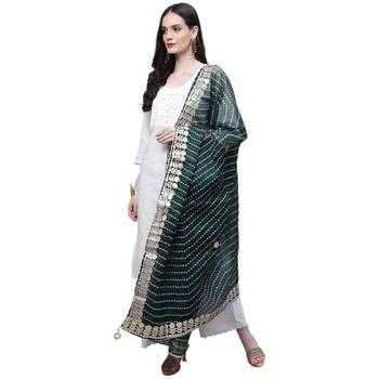 Green Cotton Gota Patti Work Dupatta 3
