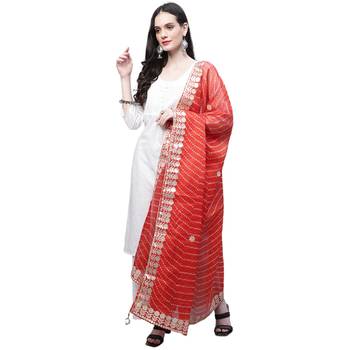 Orange Cotton Gota Patti Work Dupatta 3
