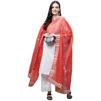 Orange Cotton Gota Patti Work Dupatta 5