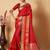 Red weaving banarasi silk saree with un-stiched blouse