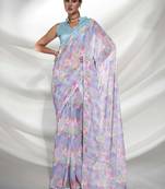 Multi colour sequence georgette saree with un-stiched blouse