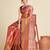 Orange weaving banarasi silk saree with un-stiched blouse