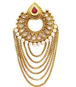 muslim bridal  gold tone pearl jhoomar passa hair accessory